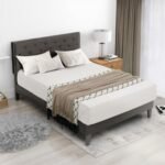 Full/Queen Size Upholstered Platform Bed with Tufted Headboard