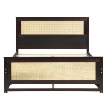 Full Size Rattan Bed Frame with Storage Drawers