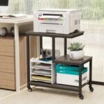 G-shaped Side Table 3-Tier Mobile End Table with Open Shelves