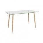 Glass Rectangular Dining Table with Metal Legs