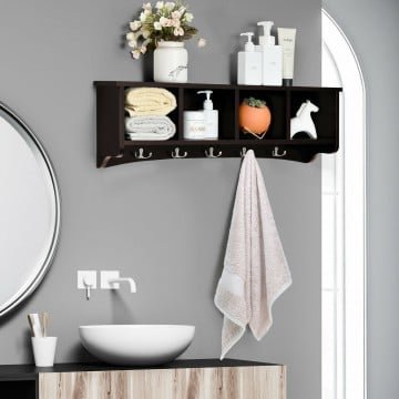 Hanging Entryway Shelf Coat Rack Wall Mounted Storage Cabinets