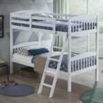 Hardwood Twin Bunk Beds with Inclined Ladder and Safety Guardrails