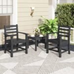 HDPE All Weather Patio Dining Chairs Set of 2 with Wide Armrests