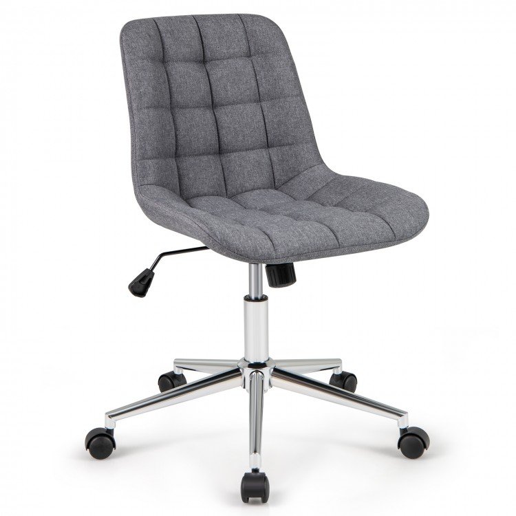 image_18280_1_24755 Armless Office Chair Upholstered Makeup Vanity Chair with Adjustable Height and Wheels - Image 1