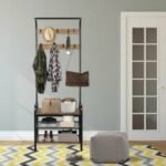 Industrial Coat Shoe Bench Entryway Shelf with 9 Hooks