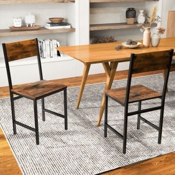 Industrial Kitchen Side Chairs Set of 2 with Metal Legs and Slanted Back Industrial Kitchen Side Chairs Set of 2 with Metal Legs and Slanted Back