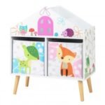 Kids House-shaped Bookshelf with 2 Storage Bins for Kids Room Playroom