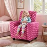 Kids Recliner Chair Push Back Toddler Reclining Armchair with Cup Holder