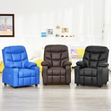 Kids Recliner Chair with Cup Holder and Footrest for Children