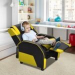 Kids Youth PU Leather Gaming Sofa Recliner with Headrest and Footrest