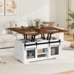 Lift Top Coffee Table with 2 Sliding Barn Doors