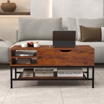 Lift Top Coffee Table with Hidden Compartment and Removable Storage Shelf Lift Top Coffee Table with Hidden Compartment and Removable Storage Shelf