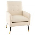 Linen Fabric Accent Chair with Removable Seat Cushion