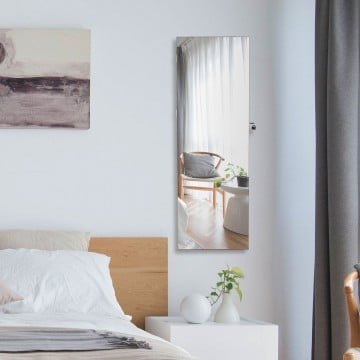 Lockable Storage Jewelry Cabinet with Frameless Mirror