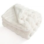 Luxury Fuzzy Plush Rabbit Fur Bubble Blanket for Armchair