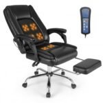 Massage Adjustable Executive Chair with Armrests and Retractable Footrest