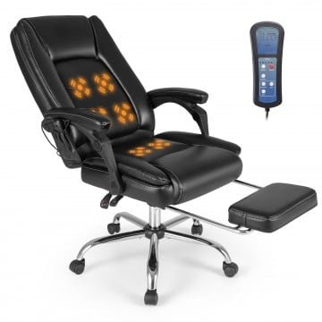 Massage Adjustable Executive Chair with Armrests and Retractable Footrest