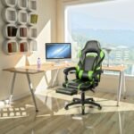 Massage Gaming Chair with Footrest and Lumbar Support