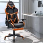 Massage Gaming Chair with Footrest Lumbar Support and Headrest