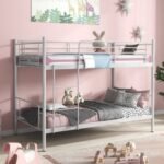 Metal Bunk Bed with Ladder and Full-length Guardrails
