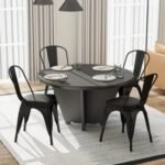 Metal Dining Chair Set of 4 Stackable Kitchen Chairs with Removable Backs and PU Leather Cushioned Seat