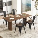 Metal Dining Chairs Set of 4 Tolix Style Stackable Kitchen Chairs with Wood Seat