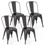 Metal Dining Chairs Set of 4 with Removable Backrest for Dining Room Restaurant Living Room