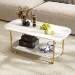Modern 2-tier Faux Marble Top Coffee Table
