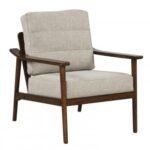 Modern Accent Chair with Rubber Wood Armrests and Legs for Living Room