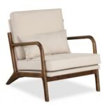 Modern Accent Chair with Rubber Wood Armrests and Removable Back