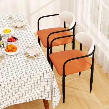 Modern Dining Chairs Set of 2 with Padded Seat and Curved Back Modern Dining Chairs Set of 2 with Padded Seat and Curved Back