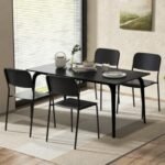 Modern Dining Chairs Set of 4 with Tilted Backrest and Sturdy Metal Legs