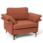 Modern Fabric Accent Armchair with Original Distributed Spring and Armrest Cushions