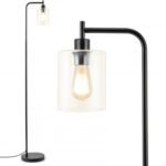Modern Floor Lamp with Hanging Glass Lampshade and Foot Switch
