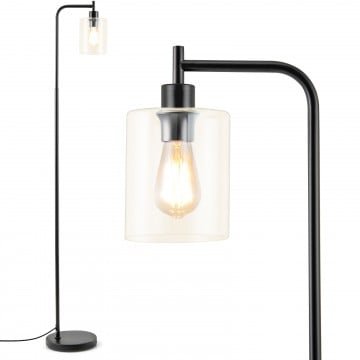 Modern Floor Lamp with Hanging Glass Lampshade and Foot Switch
