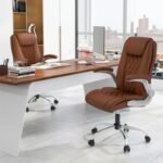 Modern Height Adjustable PU Leather Office Chair with Rocking Function