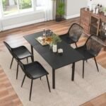 Modern Kitchen Chairs with Metal Legs, Cutout Backrest, Curved Seat for Dining Room Home Office