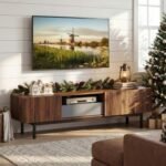 Modern Mid Century TV Cabinetfor TVs up to 82" with Drawer