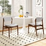 Modern Padded Dining Chairs with Rubber Wood Legs Set of 2