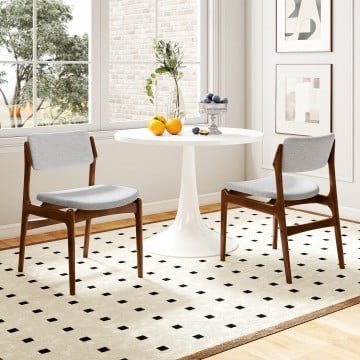 Modern Padded Dining Chairs with Rubber Wood Legs Set of 2 Modern Padded Dining Chairs with Rubber Wood Legs Set of 2