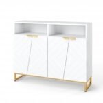 Modern Sideboard Cabinet with 4 Doors and Adjustable Shelves