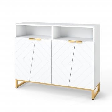 Modern Sideboard Cabinet with 4 Doors and Adjustable Shelves
