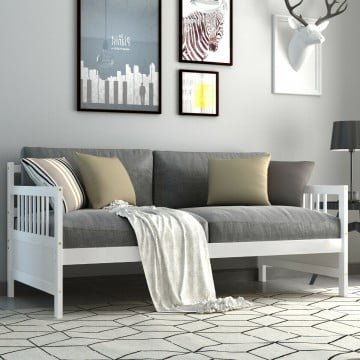 Modern Twin Size Daybed Frame with Wooden Slats Support
