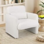 Modern Upholstered Chenille Accent Chair with Removable Lumbar Pillow