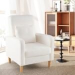 Modern Upholstered Sofa chair with Lumbar Pillow and Teddy Fleece Cover