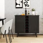 Modern Wine Bar Buffet Cabinet with 6-Bottle Wine Rack