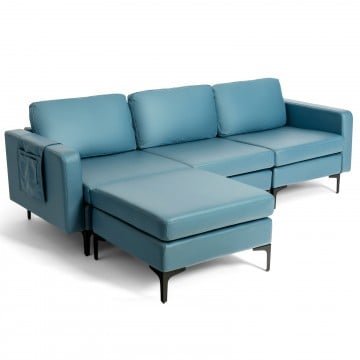 Modular 3-Seat L-shaped Sectional Sofa with Reversible Chaise and 2 USB Ports