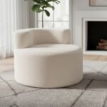Moon-Shaped Floor Single Sofa Chair with Soft Teddy Fleece