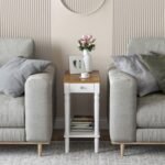 Narrow Side Table with Drawer and Open Storage Shelf