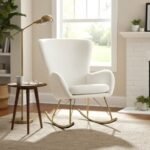 Nursery Rocking Chair with Curved Backrest and Armrests